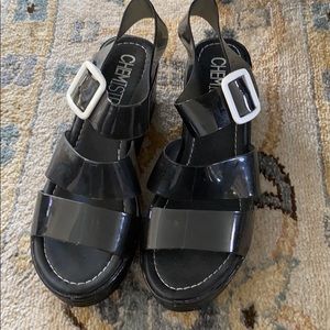 Black platform sandals